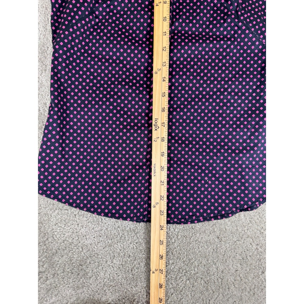 Banana Republic Navy Pink Geometric Non-Iron Sleeveless Button Down Shirt 6 - Picture 4 of 7